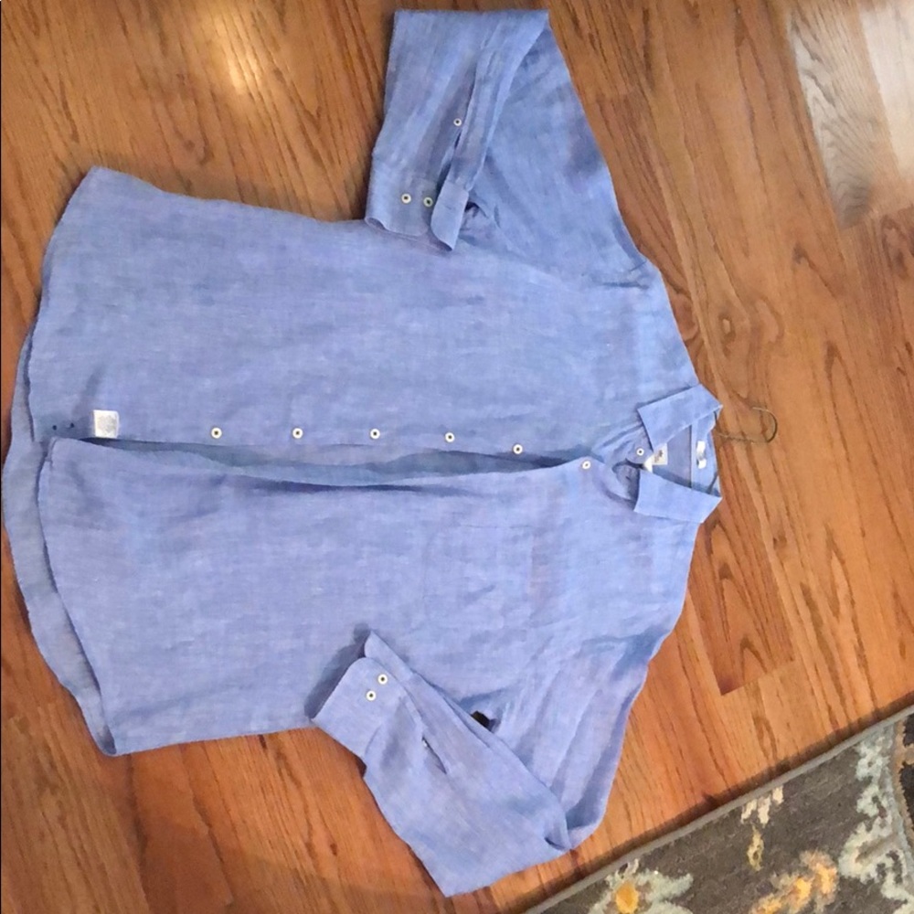 Peter Millar Blue Linen Button Down